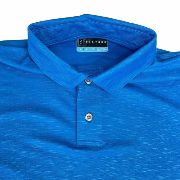 PGA Tour Stretch Blue Sea Star Men’s Golf Polo - Picture 3 of 9